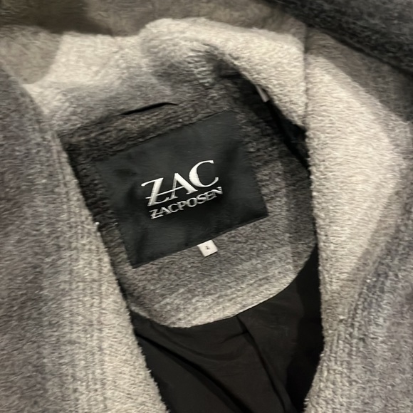 Zac Posen Women's Alisha Ombre Gray Wool Blend Long Wrap Coat 4 - Picture 9 of 11